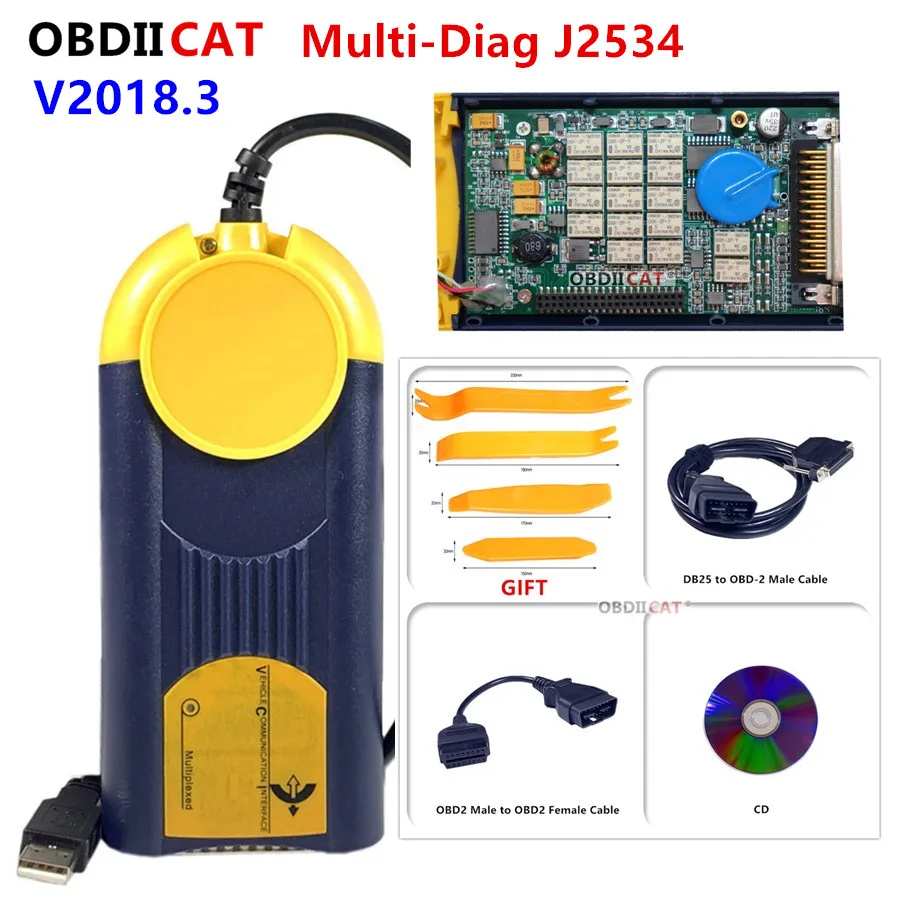 Мультидиагностический инструмент Multidiag j2534 V2018.3 Мультиязычный интерфейс obd2| |