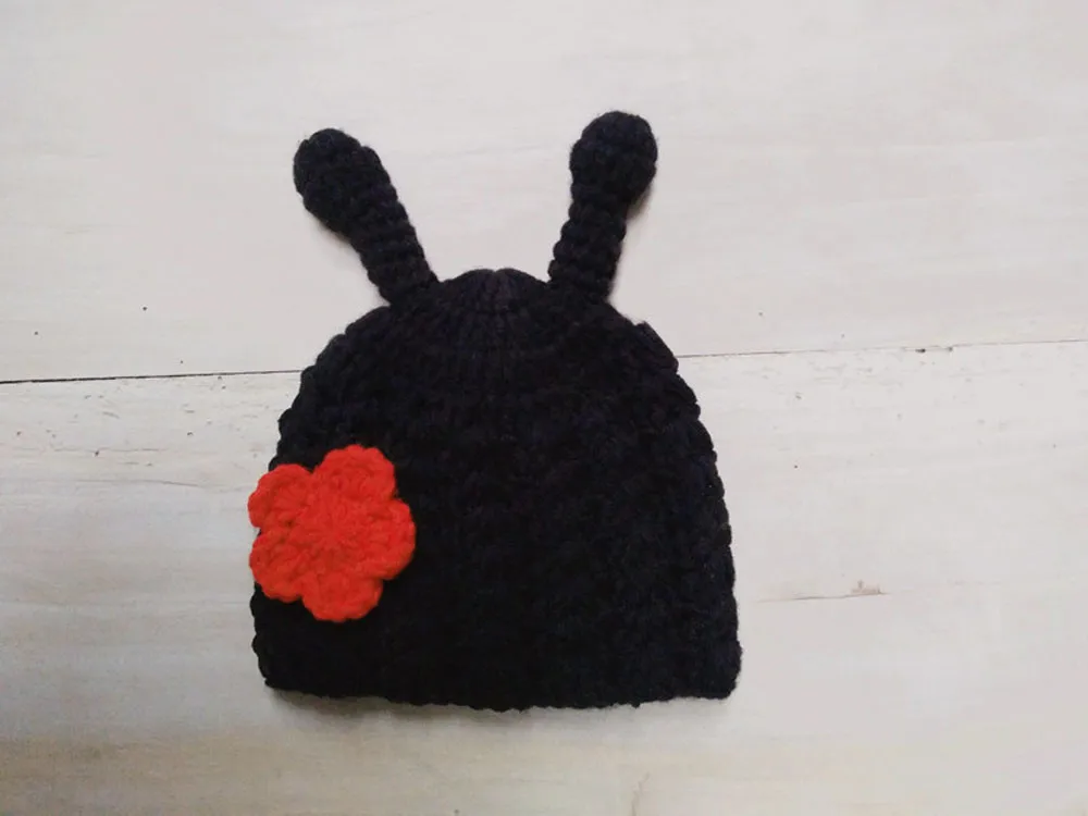Детская шляпа кепки зима новорожденный ребенок милый насекомые вязать крючком одежда костюм фото фотография Реквизит шапка дея#0
