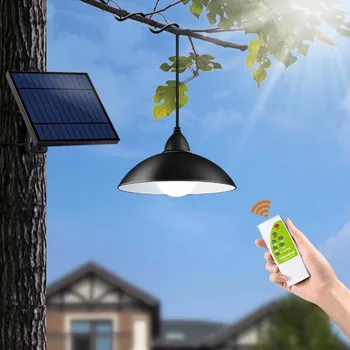 

Chandelier Solar Light With Remote Control Retro Lampshade Solar LED Bulb 3Meter Cord Hanging Light for Outdoor Garden Yard Lamp