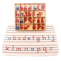 Montessori Language Wood 5 Sets Small Movable Alphabet Red & Blue with Mat for Small Movable Alphabets Toys Education Preschool 1