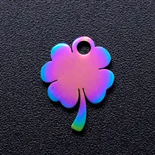 5 шт./лот 100% нержавеющая сталь Lucky Four Clover diy Подвески с радужным