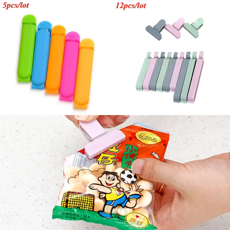 

5/12pcs Portable Package Food Storage Resealer Gadgets Plastic Bag Clip Kitchen Storage Tools Food Snack Sealing Bag Clips