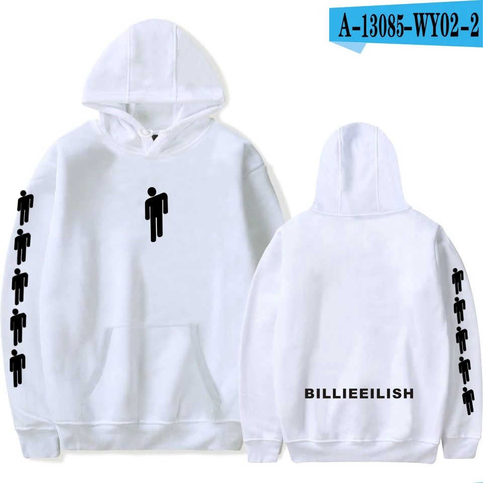 Billie Eilish Толстовка черная Kpop Толстовка пара Billie Eilish Мужская толстовка негабаритная Толстовка простая Женская/Мужская толстовка одежда - Цвет: White