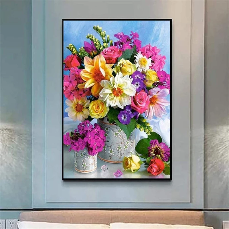 5D полностью круглая Алмазная картина сделай сам цветочный букет алмазная