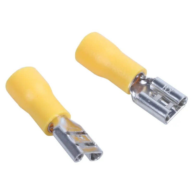 Electrical Cable 100x Yellow Female Insulated Bullet Connector Crimp Terminals 