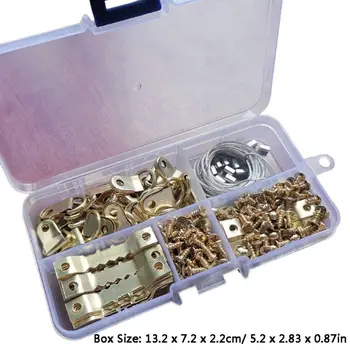 

D Ring Picture Photo Painting Frame Sawtooth Hanger Hook Screws Wire Rope Kits Mounted Accessories Tool 50PB