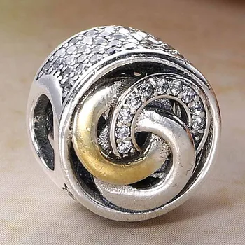 

Original Interlinked Circles With Crystal Beads Fit 925 Sterling Silver Bead Charm Women Bracelet Bangle Diy Jewelry