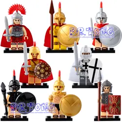 Одиночная продажа строительный блок крестоносца герой Спарты с пластиковой накидкой средневековая Модель Кирпичи Фигурки игрушки для