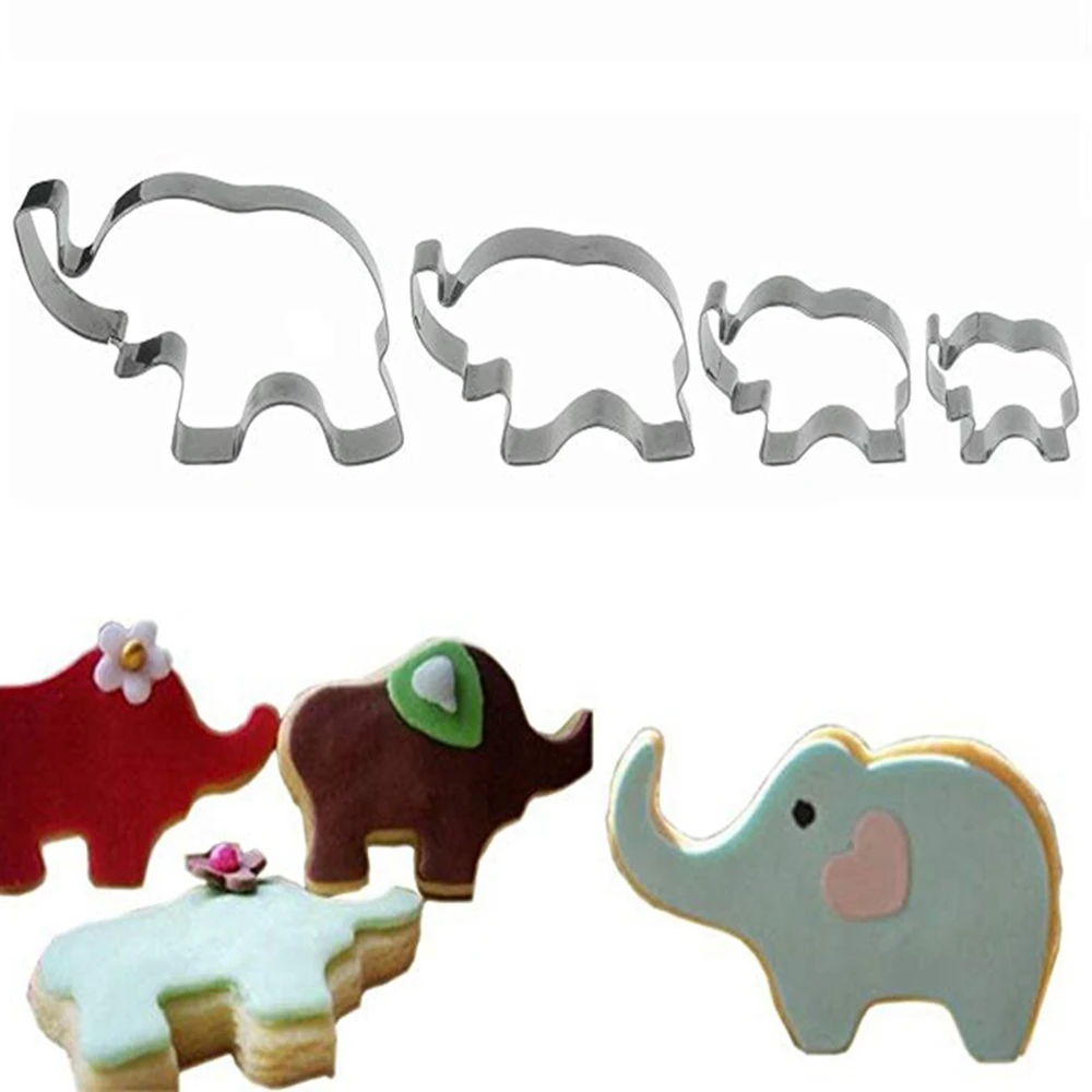 4 шт./компл. мультфильм животных Нержавеющая сталь формочки для печенья слон кошка Форма Торт помадка для бисквита форма для выпечки печенья инструмент