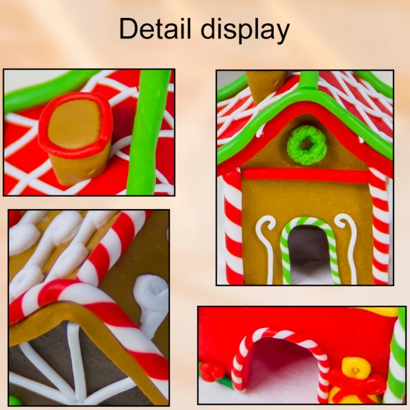 Рождественские поделки Цвет роспись для рабочего стола статуэтки, миниатюры из полимерной глины украшения Рождественский подарок миниатюрный дом