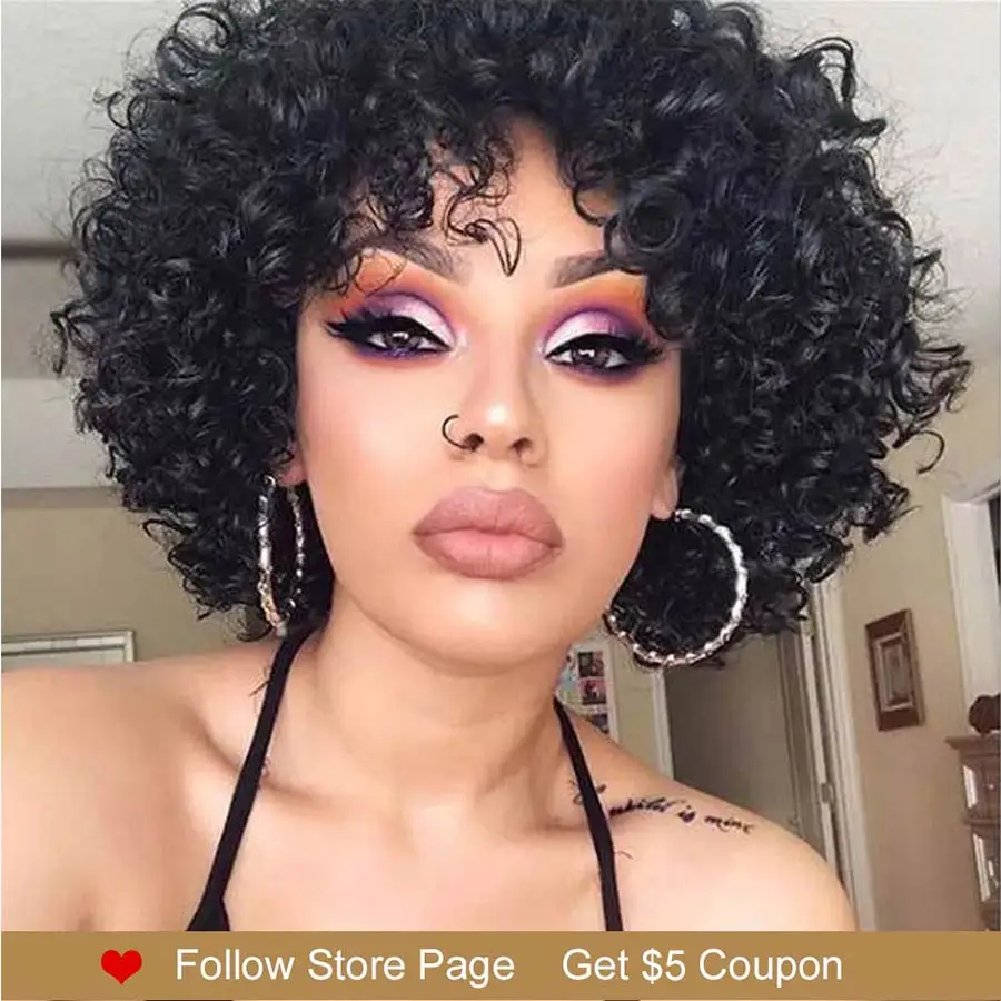Rebecca Short Loose Curly Wigs For Black Women Peruvian Remy Bouncy Curly Human Hair Wigs 10 Color Free Shipping