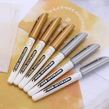 

1PC DIY Metal Waterproof Permanent Paint Marker Pens and Craftwork painting Student 1.5mm Sharpie Gold Silver Supplies Art J7V1