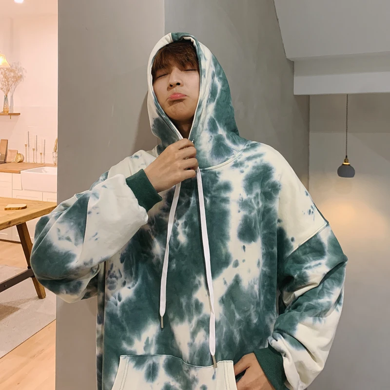  Autumn Hoodies Men Fashion Tie Dyed Printed Casual Cotton Hoodie Men Hooded Sweatshirt Man Streetwe