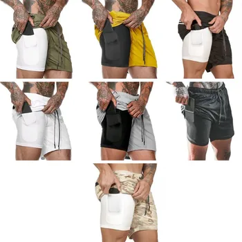 

Fashion Men Streetwear Running Shorts 2 in 1 Sports Male Casual Double-deck Quick Drying Jogging Gym Shorts M-3XL 7 Styles