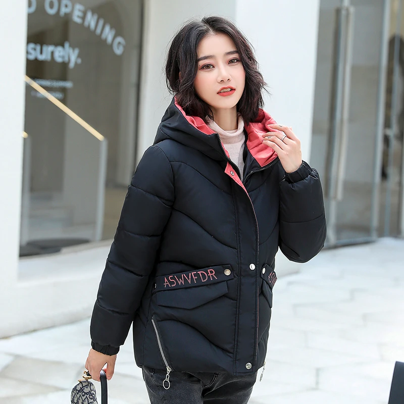 

2019 Winter Women Short Coat Female Large Size Hooded Stand Collar Jacket Ladies Plus Size Autumn Thick Warm Women's Coats
