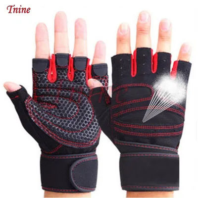 Для спортзала перчатки для занятий фитнесом силовой атлетики для женщин и мужчин тренировка Кроссфит Бодибилдинг тонкие дышащие нескользящие перчатки для спортзала - Цвет: red gloves