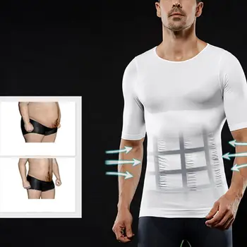 

Men Compression Short Sleeve T-Shirt Body Shaper Slimming Belly Corset Muscle Waist Undershirt Posture Correct Underwear