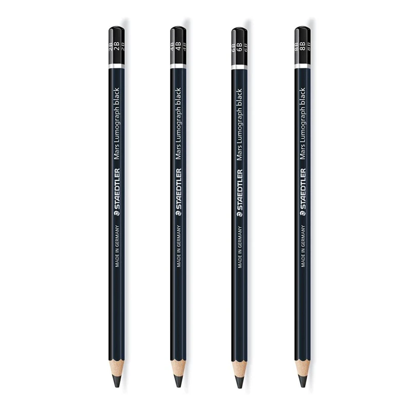 Staedtler Mars Lumograph Black, Carbon Blend Provides Jet Black Lines,  Professional Art Pencils, Tin of 6 Assorted Black Sketch Pencils, 100B G6