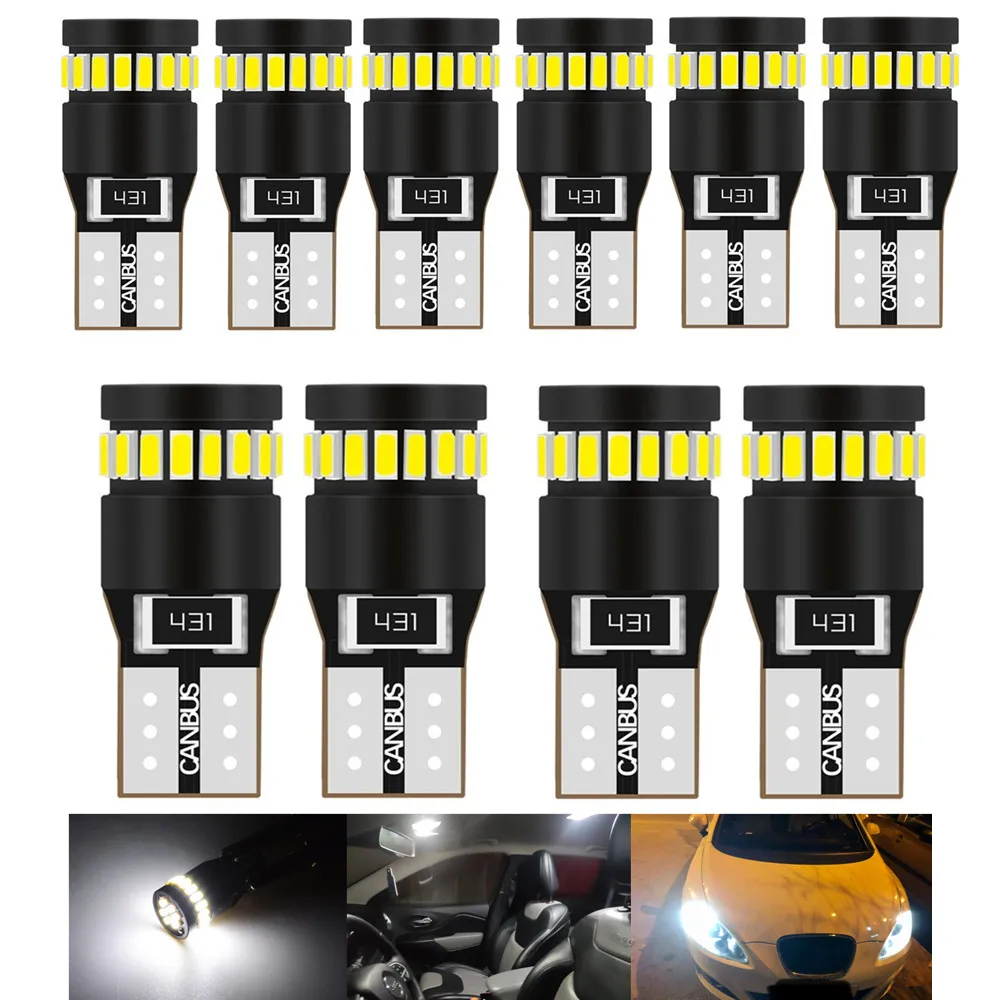

10pcs t10 canbus led w5w t10 Front /Rear Side Marker Light Bulbs Parking Lights for Audi tt Q7 a6 a4 b5 car bulb led lamp t10