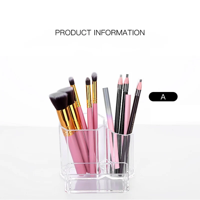 Space-Saving Makeup Storage Box With Compartments Transparent Acrylic Brush Eyebrow Pencil Brush Lipstick Storage Tube S1