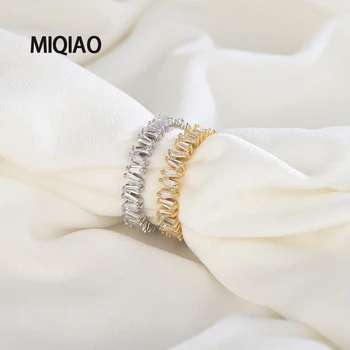 

MIQIAO 925 Sterling Silver Korean Diamond Zircon V-Shaped Ring Size 6 7 8 9 Women Engagement Anniversary Gift Fashion Trendy New