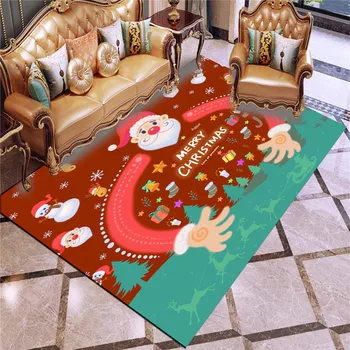 

Santa Claus Merry Christmas Rug Carpets For Living Room Bedroom Home Decor Anti-Slip Floor Mat Kids Gifts Memory Foam Carpet