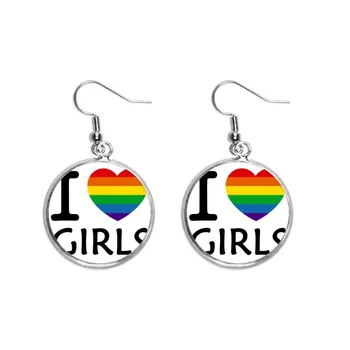 

Transgender Bisexuals Heart LGBT Ear Dangle Silver Drop Earring Jewelry Woman