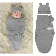 

Neonatal scare-proof wrapping towel baby blanket cotton baby cap+sleeping bag set 0-3 month rabbit ear cap