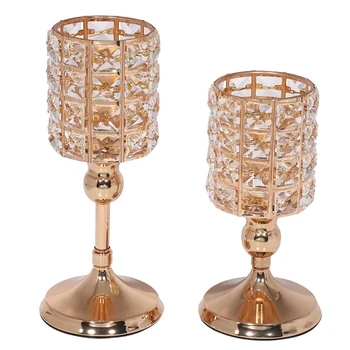 

2 Pcs Crystal Candle Holders for Home Modern Decor/Wedding Table Centerpieces,Anniversary Celebration Gifts, 8 and 10 In