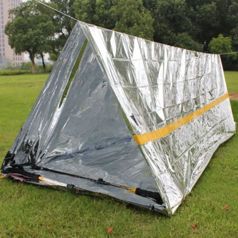 

2019 Outdoor Temporary Shelter Multi-functional Reusable Survive First Aid Exploration Leisure Camping Tent Silver