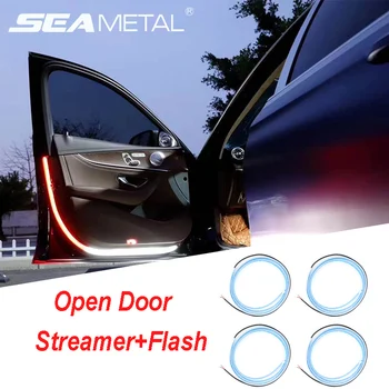 

4pcs Car Door Decoration Light Strips Welcome Lamp Anti Rear-end Collision Safety Light Waterproof Car Decorative Ambient Lights