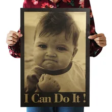 [A4] дети я могу сделать Ностальгический ретро плакат из крафт-бумаги экран для помещений кафе декоративная живопись