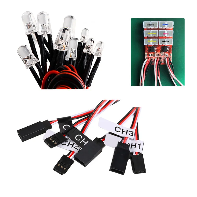 5 Pz Simulazione Flash Light 12 K Di Illuminazione A Led Freno Sterzo Per Modelli In Scala 1/10 Rc Auto Yokomo Hsp Hpi Axial Rc4wd