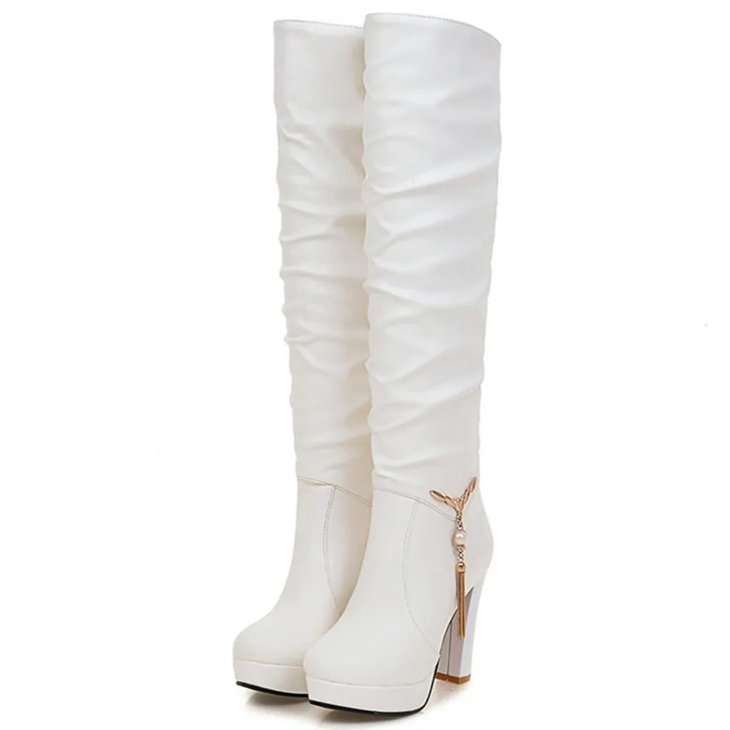 Г. Модные сапоги до колена Женские винтажные высокие сапоги из мягкой кожи на высоком каблуке без шнуровки осенне-зимняя женская обувь#1023