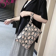 Gusure, змеиный принт, женский клатч с ремешком, Сумки из искусственной кожи, змеиный принт, женские вечерние клатчи, Дамский конверт, кошелек, косметичка