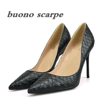 

New Snake pointed high-heeled shoes star sexy shallow lacquer leather large 34-42 women's single shoes