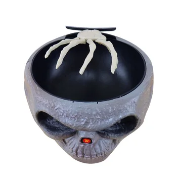 

Halloween Candy Bowl Skull with Animated Hand Electric Props Decoration for Party Home Tables WWO66