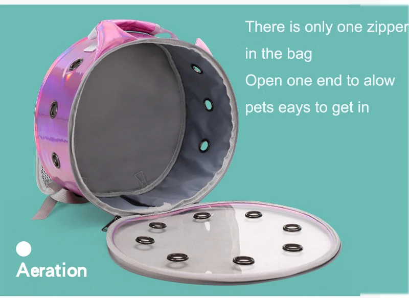 Новое поступление, уличная сумка для кошек, прозрачная сумка-переноска для собак, круглая сумка с кошачьими ушками, дорожная сумка, розовая, фиолетовая, 35x35 см