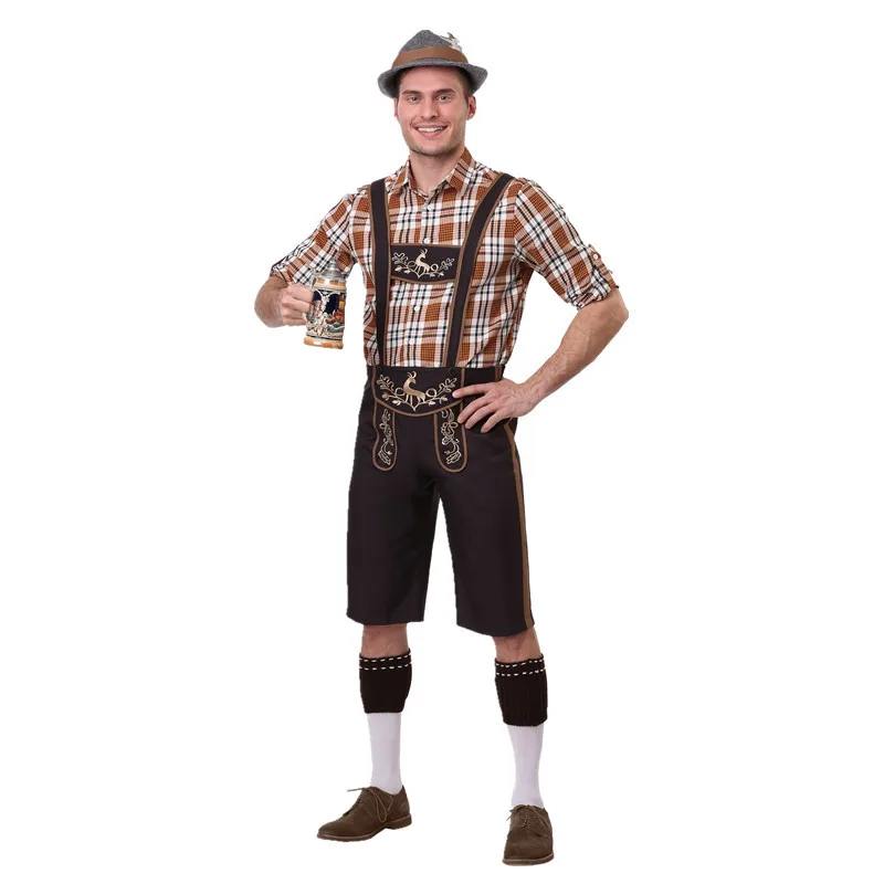 Camisa tradicional alemana Bávaro Oktoberfest Trachten Lederhosen Camisa a Cuadros