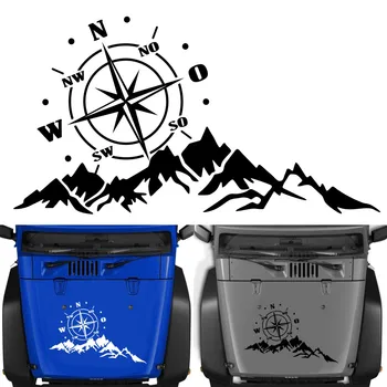 

35*65CM Vinyl Car Stickers and Decals Mountains Compass Navigation Graphic Sticker Vehicle hood Car Body Sticker Accessory