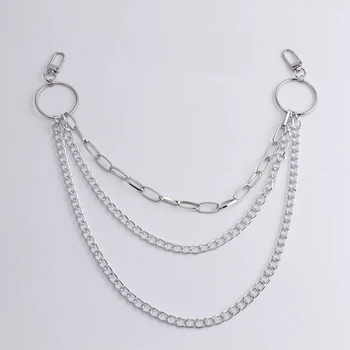 

Ladies Simple Multi-Layer Geometric Waist Chain Silver Nightclub Hip Hop Style Pants Chain Men'S Pant Keychain Ring Clip Jewelry