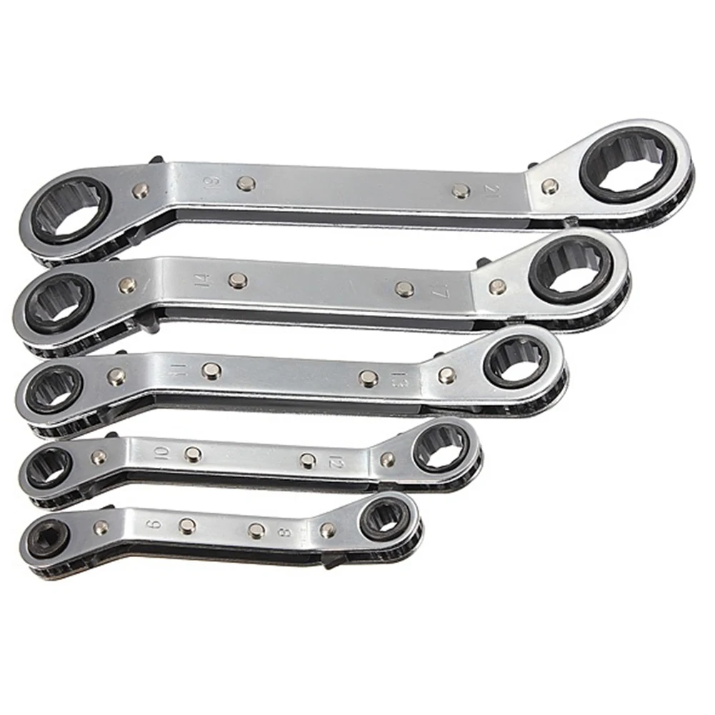 Metric Offset Double Ring Wrench Spanner Reversible Ratchet Handle Wrench Metric Hand Tool 6mm to