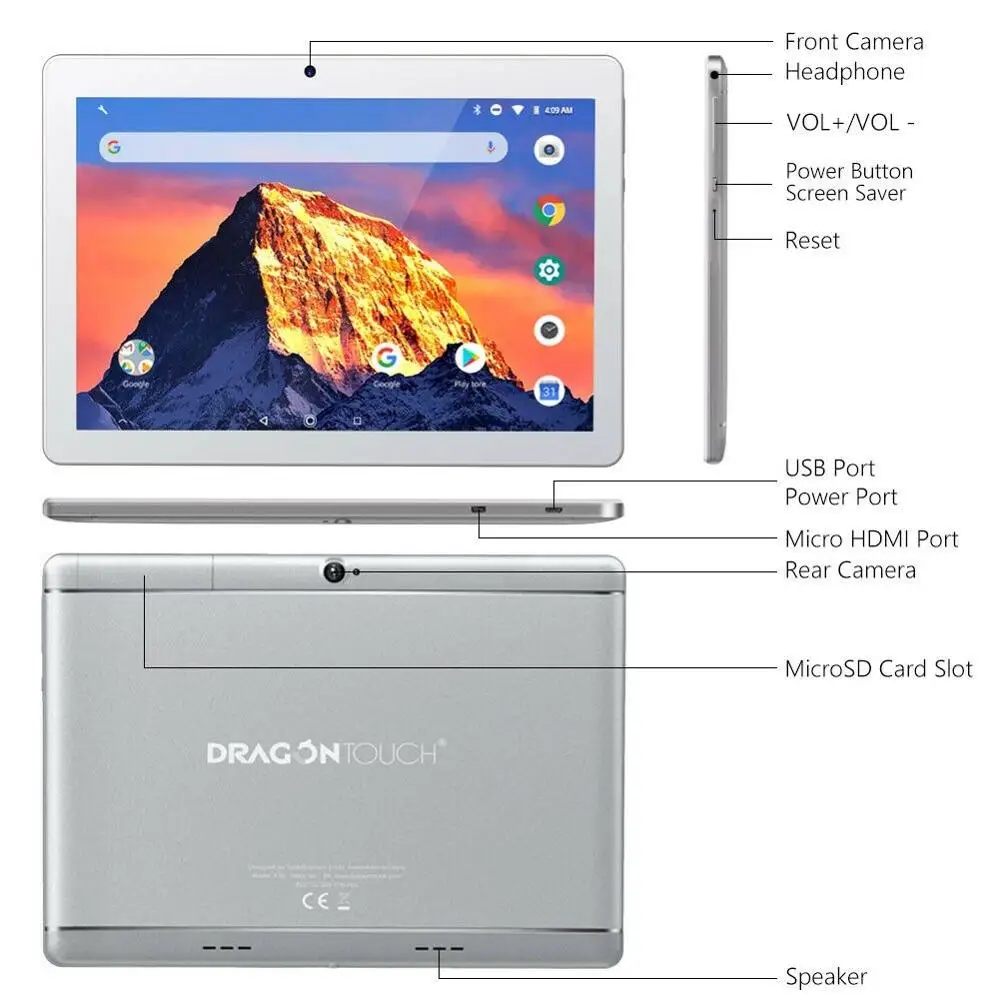 Dragon Touch K10 10," четырехъядерный Android планшет 16 Гб WiFi 800x1280 Dragon Touch отремонтированный