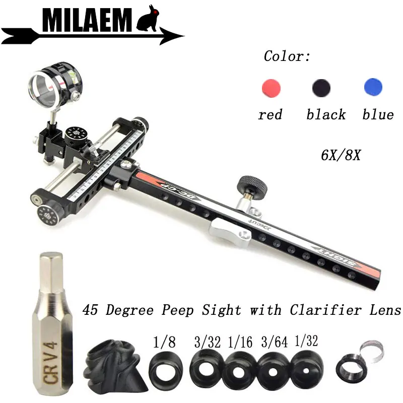 

Archery Compound Bow Sight 6x/8x Magnification Lens 45 Degree Peep Sight With Clarifier Lens Hunting Shooting Accessories