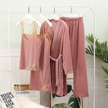 

Lady Pink 4PCS Kimono Bath Gown Sexy Bride Bridesmaid Wedding Robe Lougne Sleepwear Nightgown Soft Night Dress Casual Home Wear