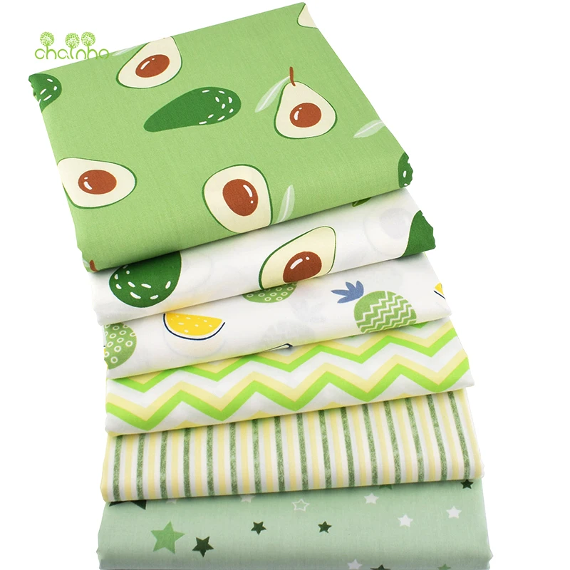 

Chainho,Avocado Green Series,Print Twill Cotton Fabric,Patchwork Cloth For DIY Sewing Quilting Baby&Children's Material,50x160cm
