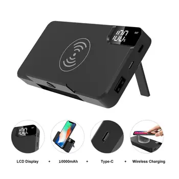 

Power Bank 10000mAh Qi Wireless Charging USB LCD Portable Battery Charger Pack