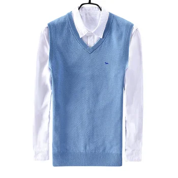 

2019 Autumn Winter Men's Sweater Knit Vests Solid Casual Slim Cotton Man Tops Sleeveless Knitted Sweaters Pullover Tops For Men