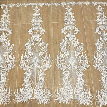 

Sequins lace fabric ivory embroidery wedding gowns lace top quality, sewing on patchwork lace material 2020 new design