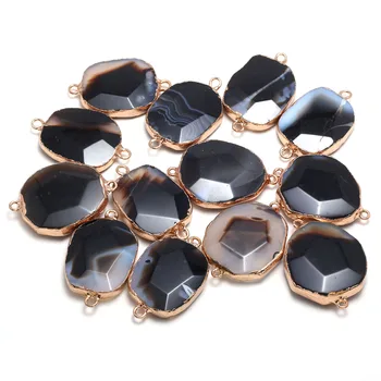 

Hot Sale Irregular Natural Agates Pendant Connectors Charm DIY Jewelry Natural Stone Pendant Jewelry Making Size 25x40-27x42mm